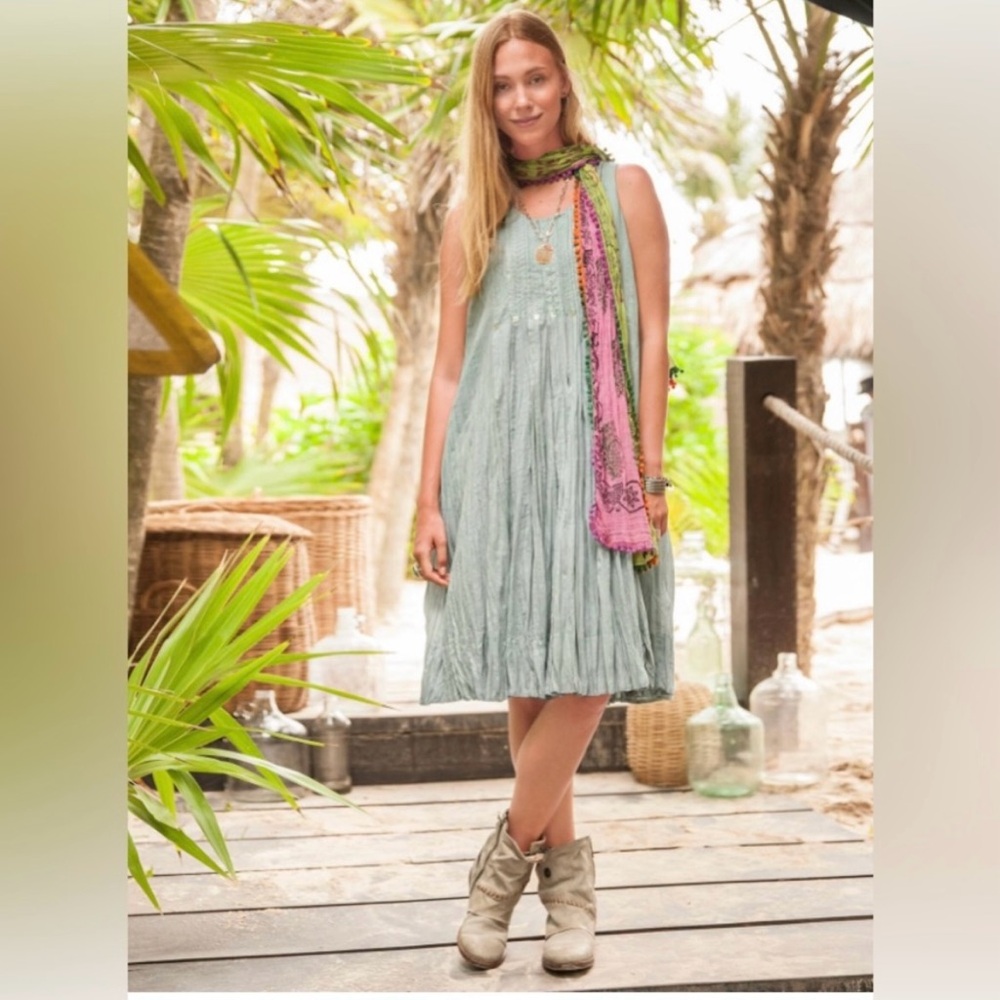 Sundance Catalog Mia cotton fully lined embroidered embellished Boho dress XL